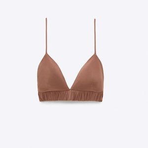 𝗡𝗪𝗧 𝗭𝗮𝗿𝗮 • Cropped Top Sweetheart Neckline Adjustable Straps Champagne S